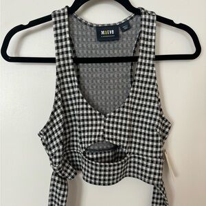 Anthropologie gingham fitted crop top